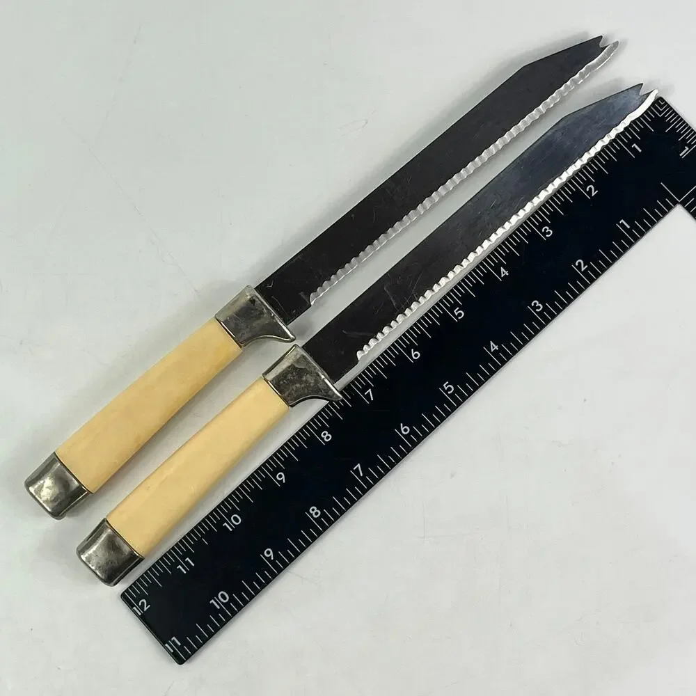 Vintage Regent Sheffield Miracle Worker Frozen Food Knives Serrated England x2